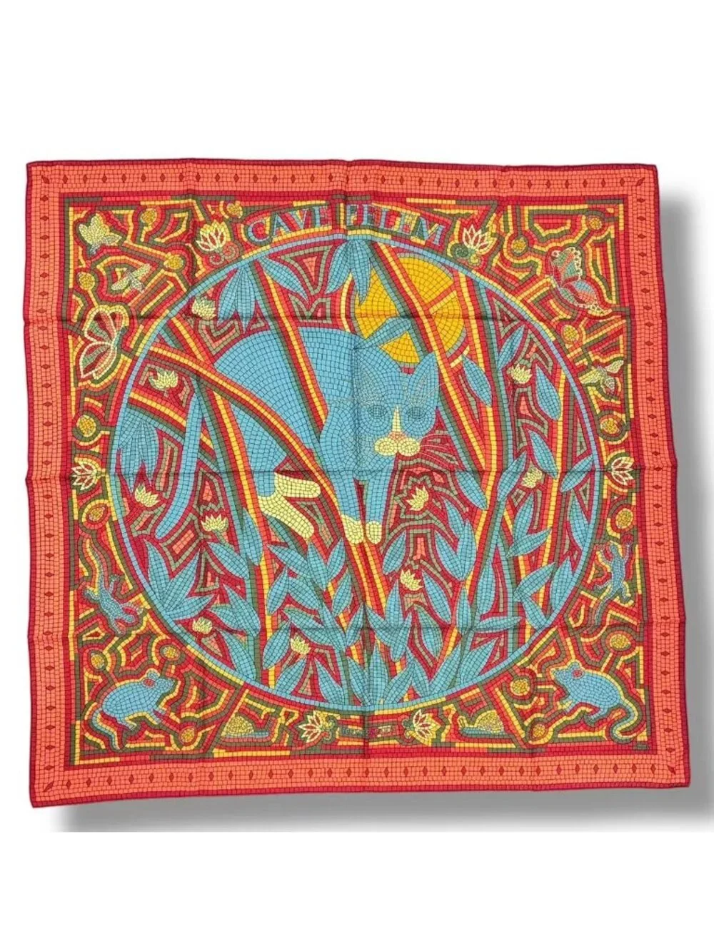 Hermes Carre 90 Scarf Silk Cave Felem Beware of Cats